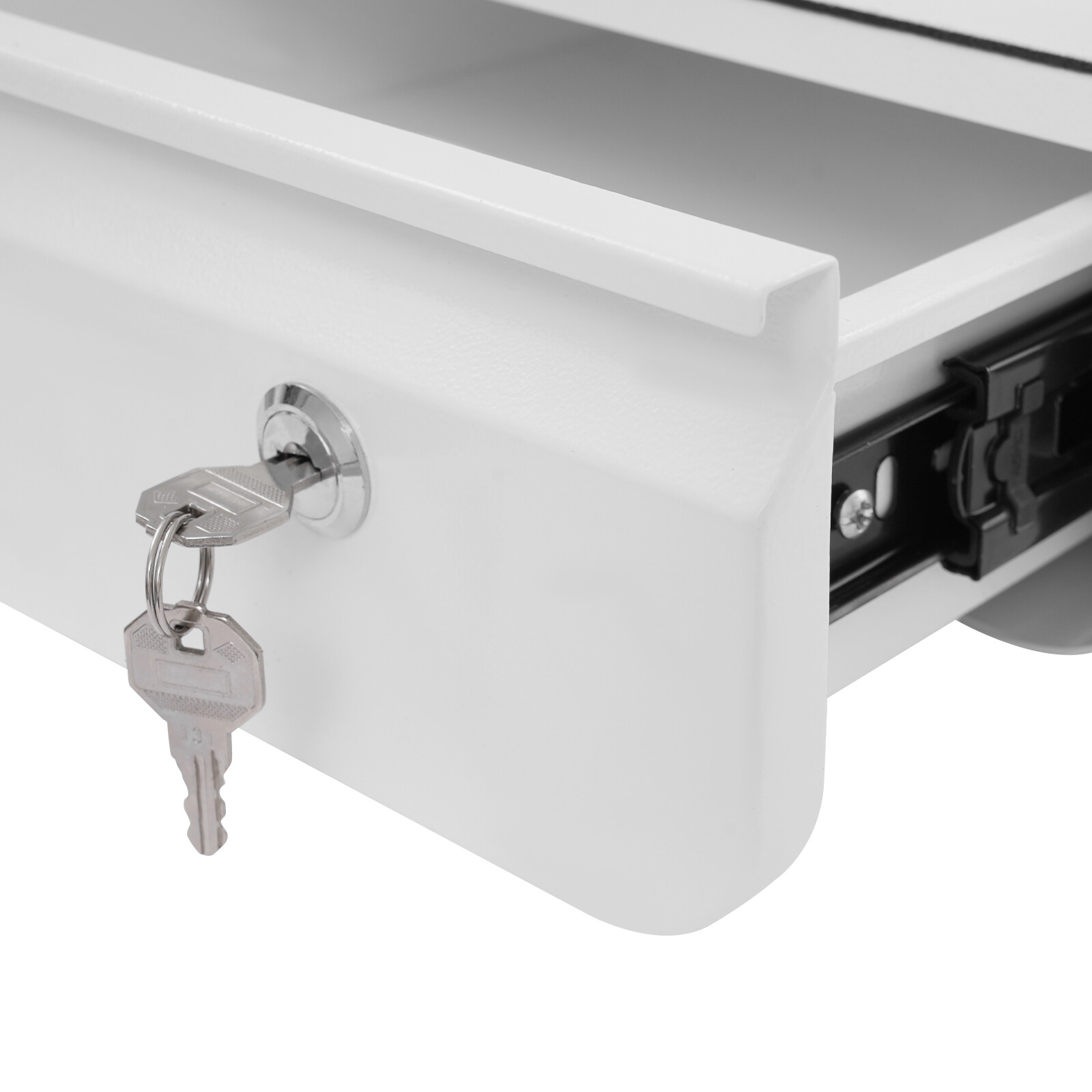 13” Under Desk Pull-Out Drawer Lockable Sliding Storage Drawer White With Lock