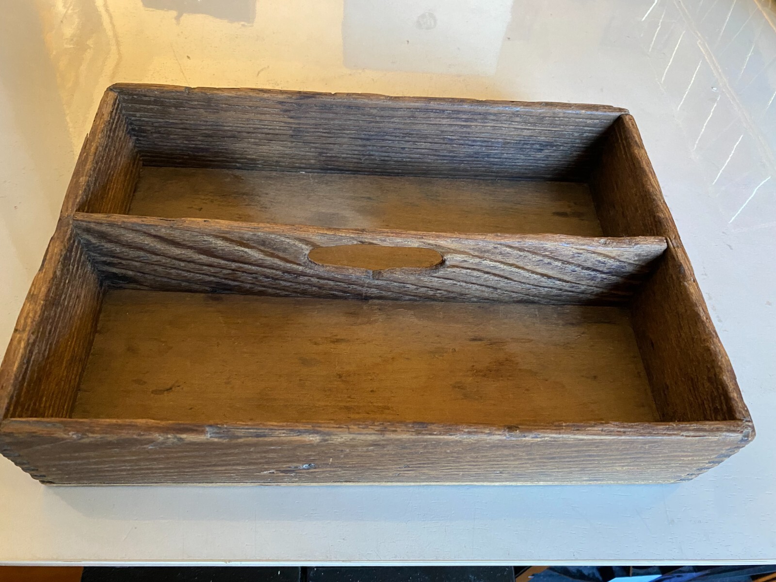 Vintage Wooden Two Bin Storage Container- Excellent!