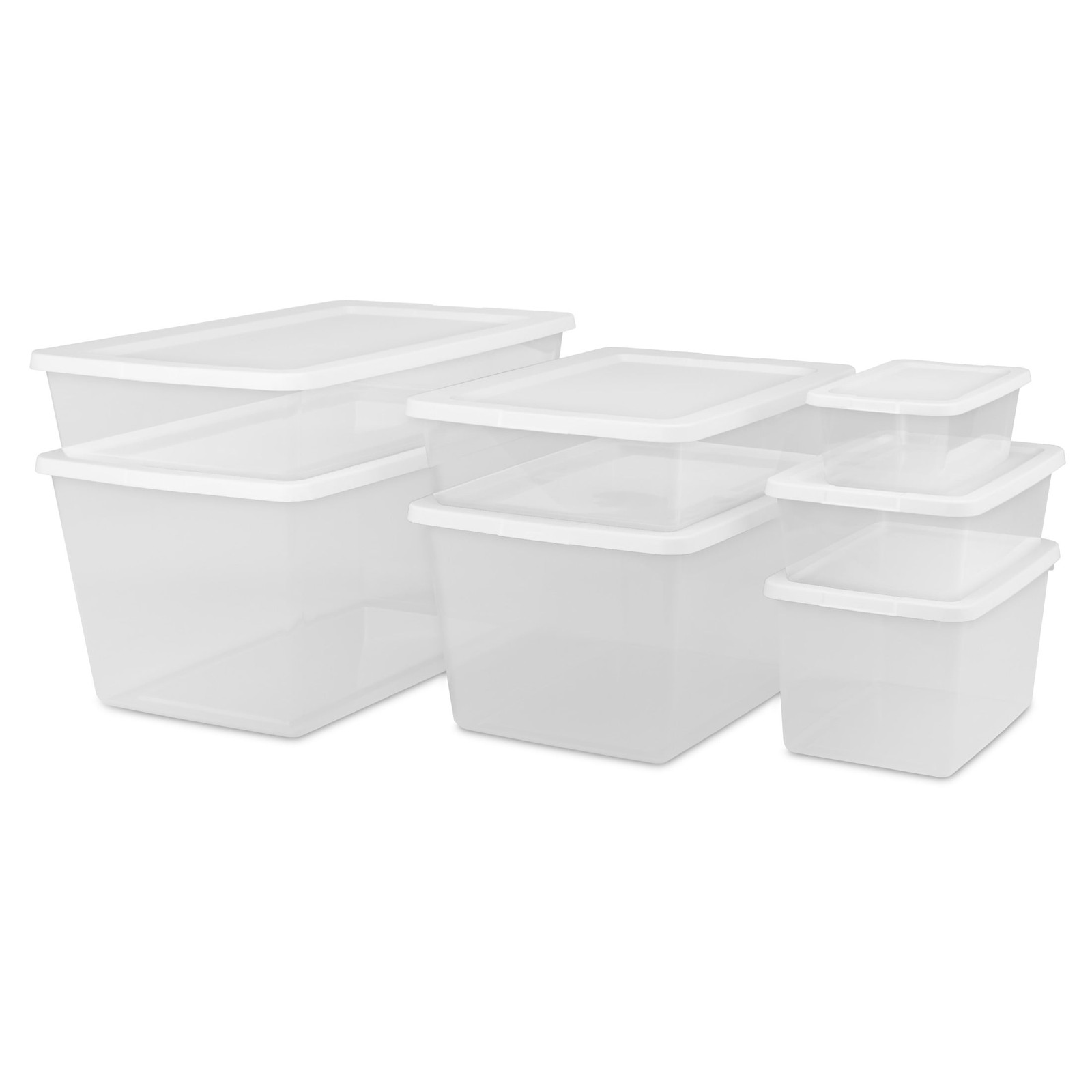 Sterilite, 58 Quart Clear Storage Bin,Snap-on Lid Storage Container,with White