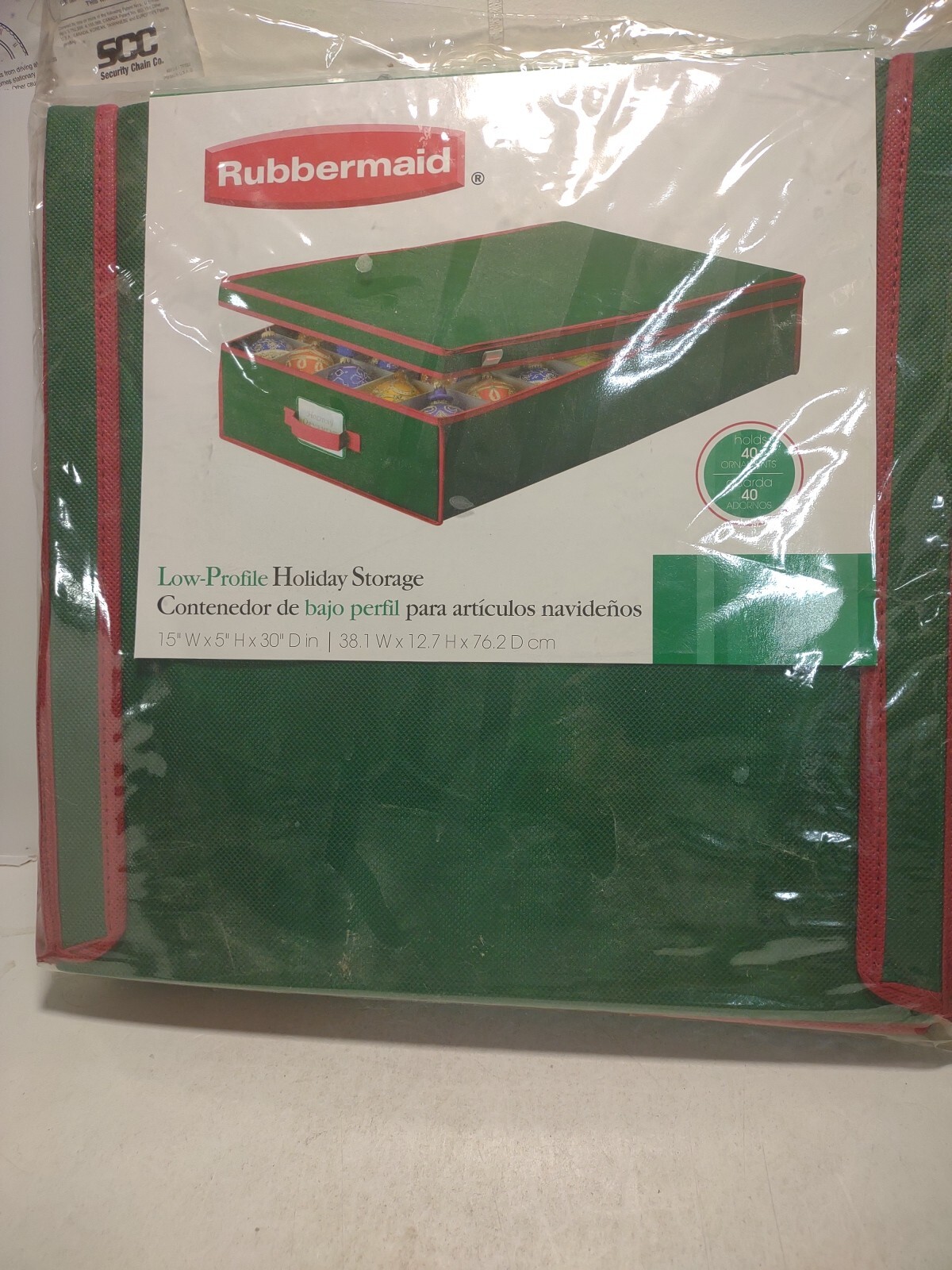 Rubbermaid Low-Profile Holiday Storage Box Ornament Organizer Holds 40 New