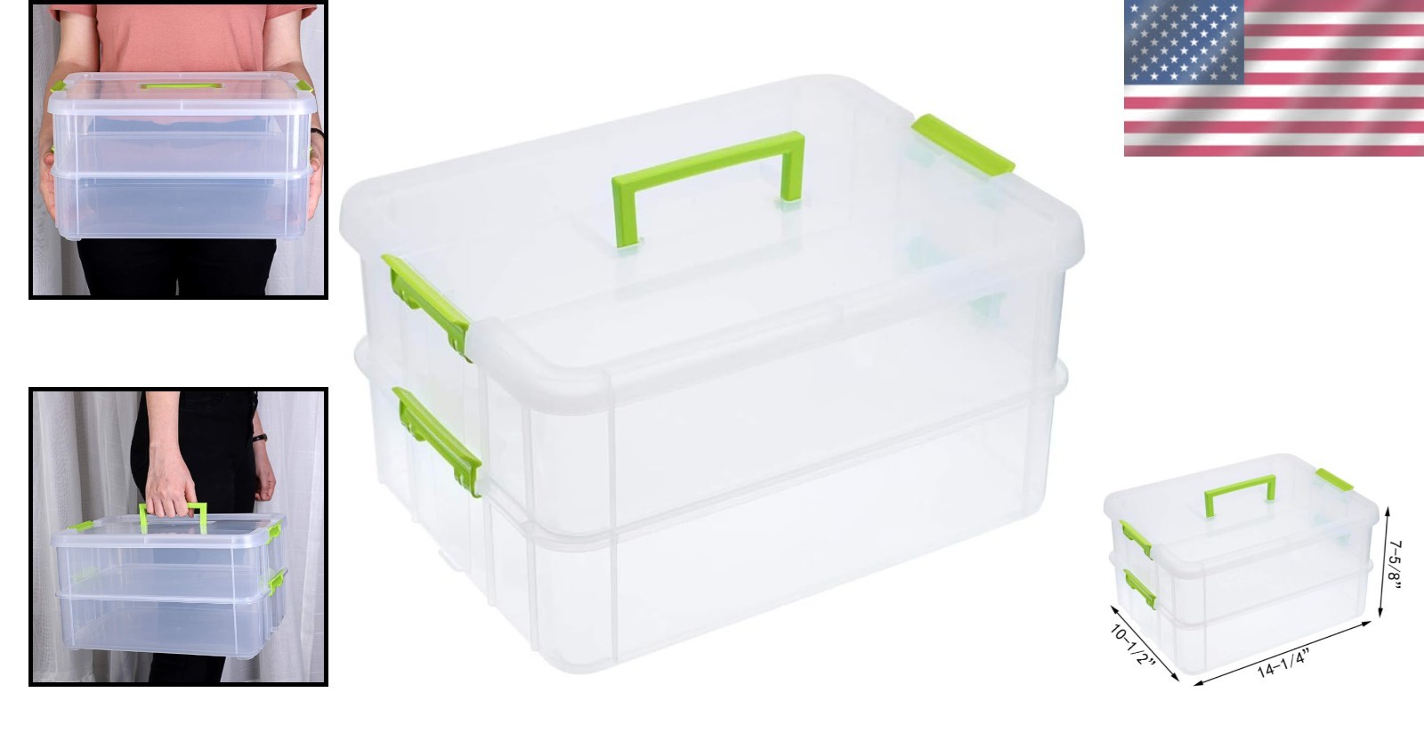 Lightweight Stack Carry Storage Container with Buckle for Safe Organization