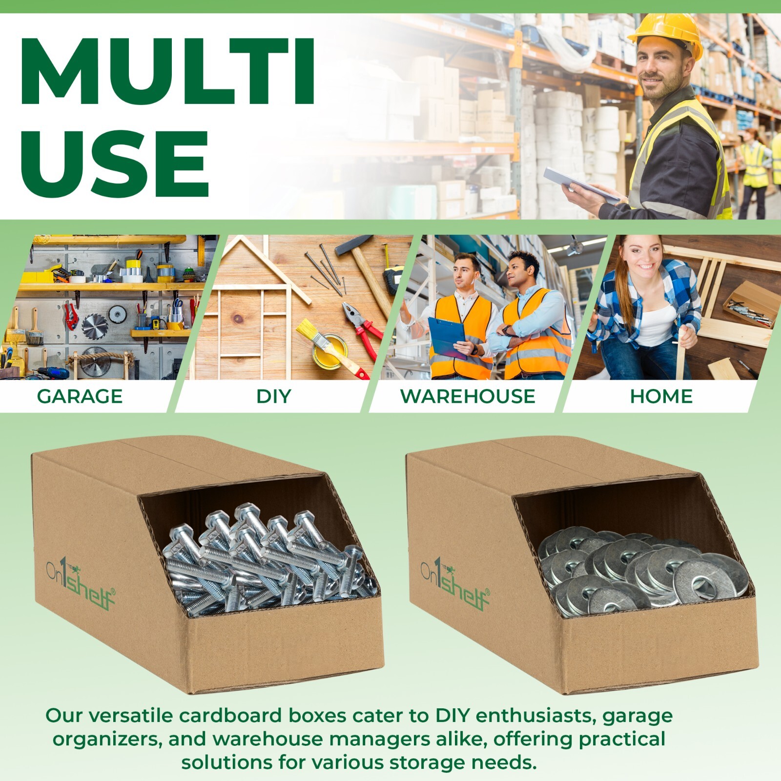 Sturdy Stackable Cardboard Storage Bin Containers picking eccomrce warehouse