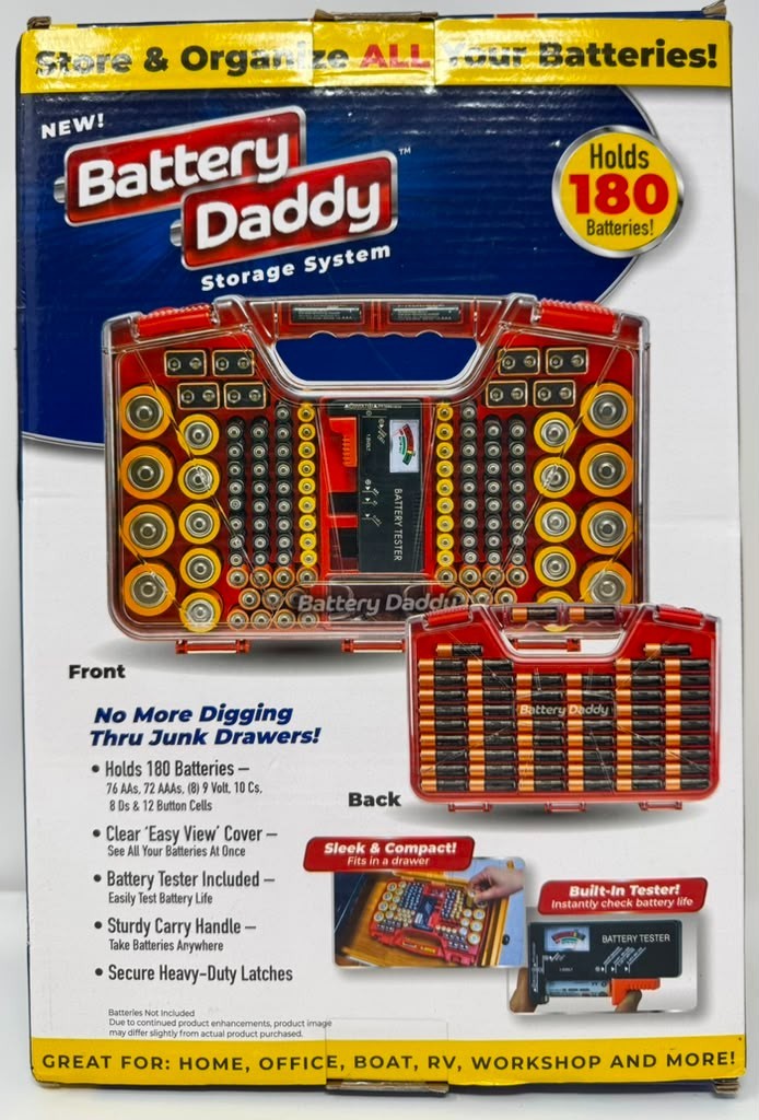Battery Daddy Storage System Holds 180 Batteries w/ Built-In Tester New In Box#2