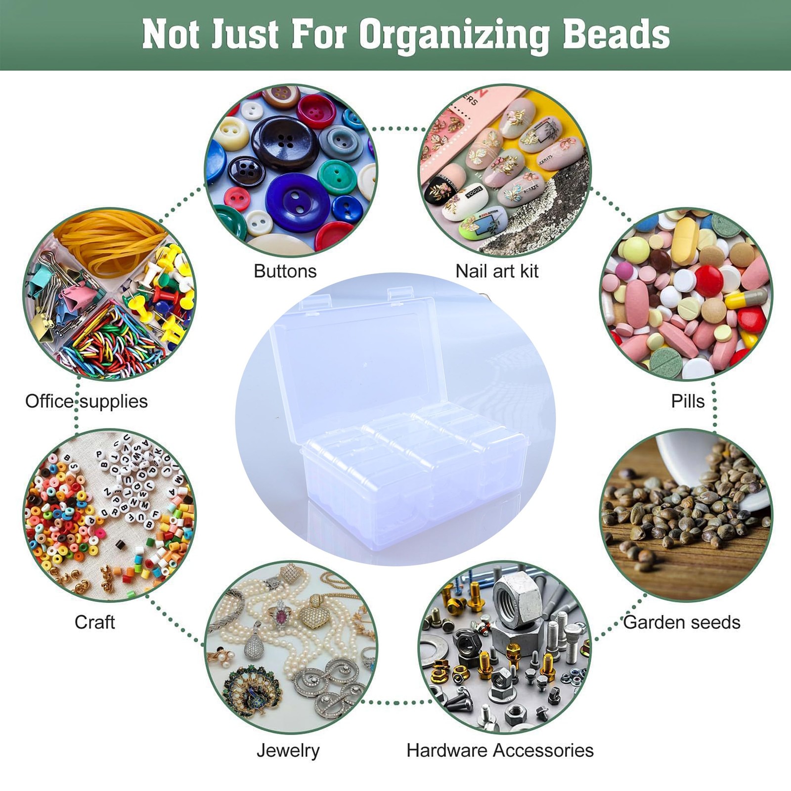 Costyleen 15 Pcs Small Bead Organizers – Clear Plastic Storage Small,