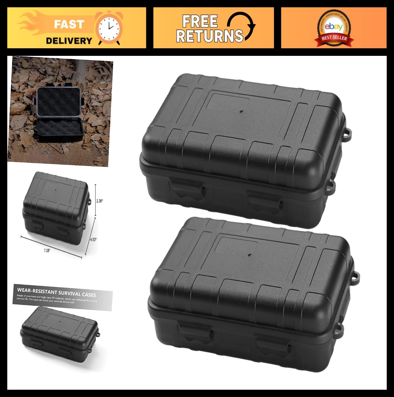 Waterproof Hard Case Survival Storage Box – Shockproof Tool Organizer for Campin