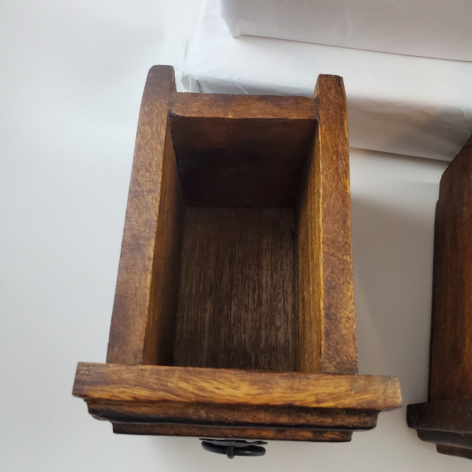Vintage Wood Apothecary Tea Spice Box Carved Boho Jewelry Box Drawers Handmade