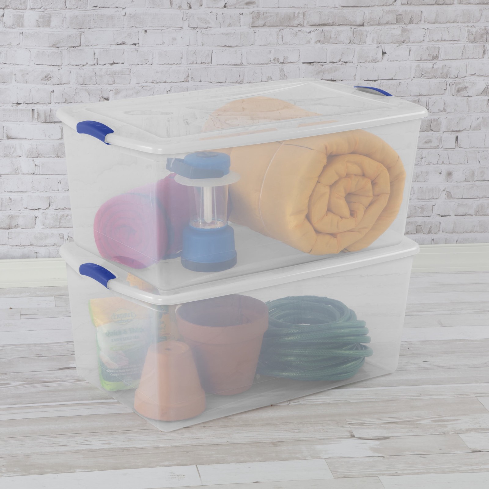 105 Quart Extra-Large Latching Storage Bin Clear Plastic Storage Container