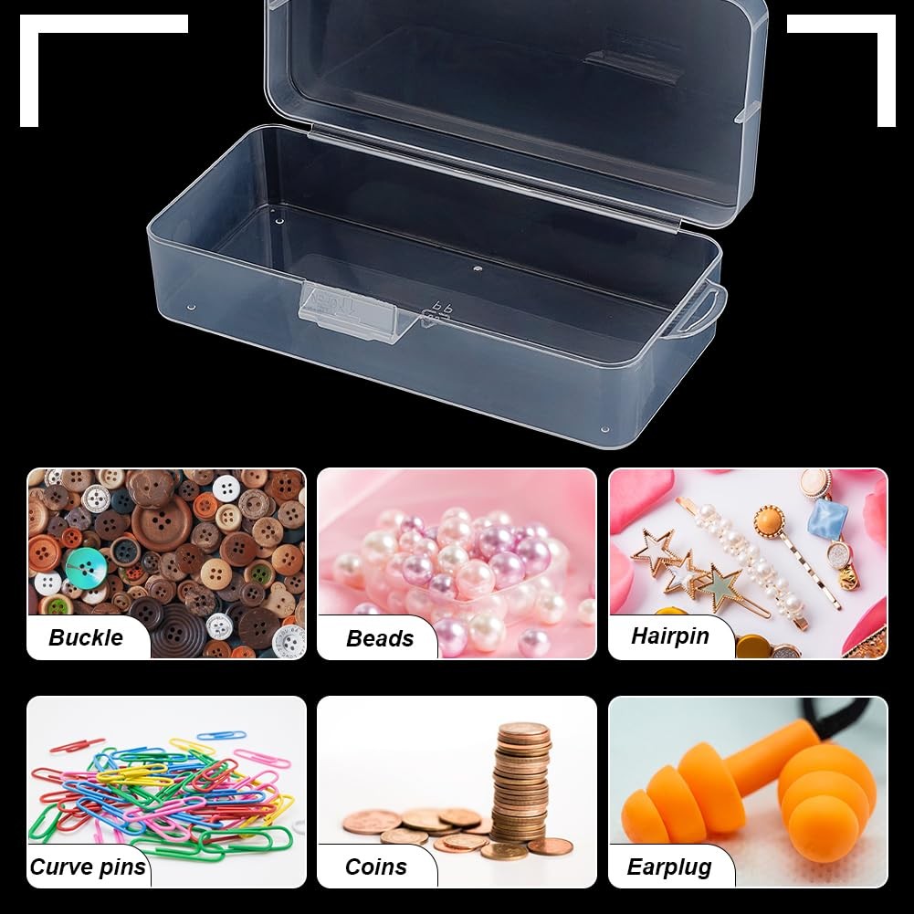 4 Packs Rectangular Plastic Containers, 18×7.5×4.7cm Transparent Storage…