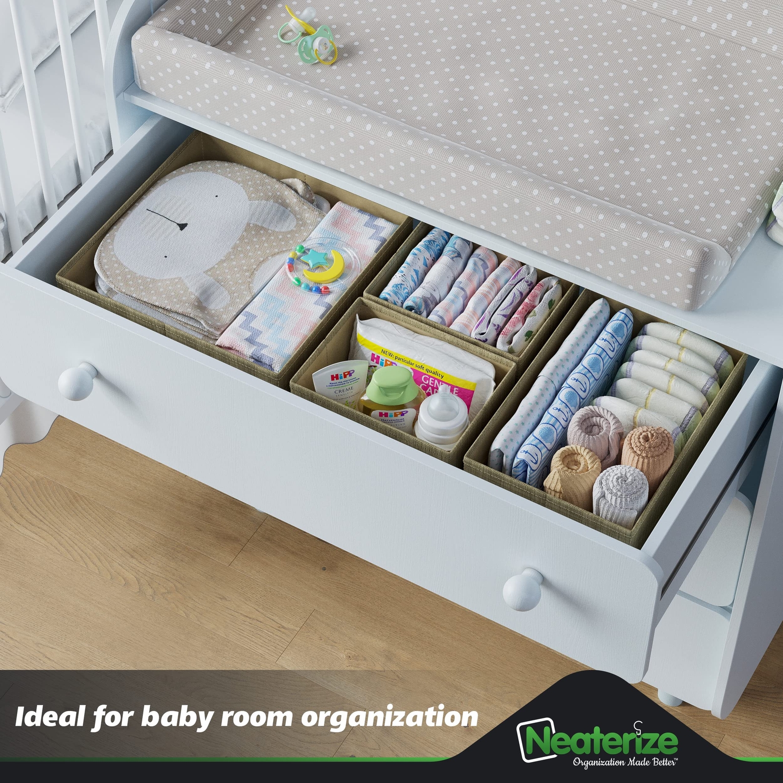 Drawer Organizer Clothes Set Of 12 Beige Dresser Organizer For Nursery Bedroom C