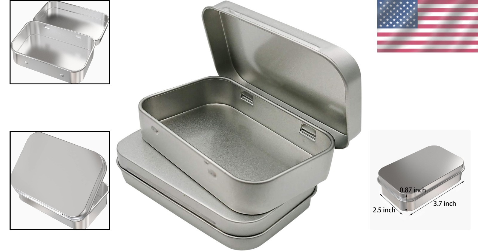 Set of 2 Portable Metal Hinged Tin Boxes – Stylish Small Storage Solution