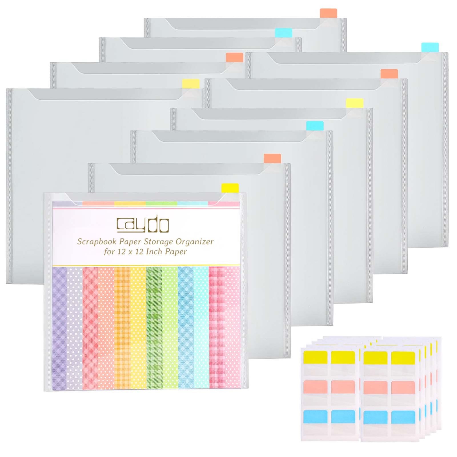Scrapbook Paper Storage Organizer with 60 Sticky Index Tabs, 10 Pack Plastic …