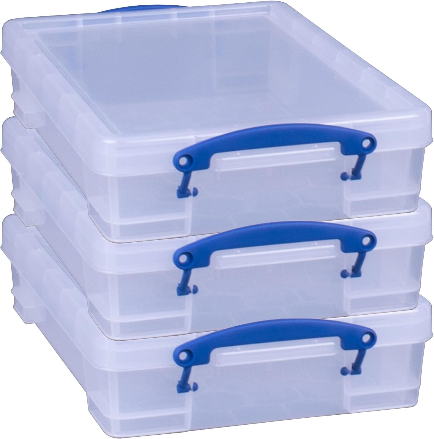 Stackable 4L Clear Storage Containers with Snap Lid & Clip Lock Handles – 3 Pack