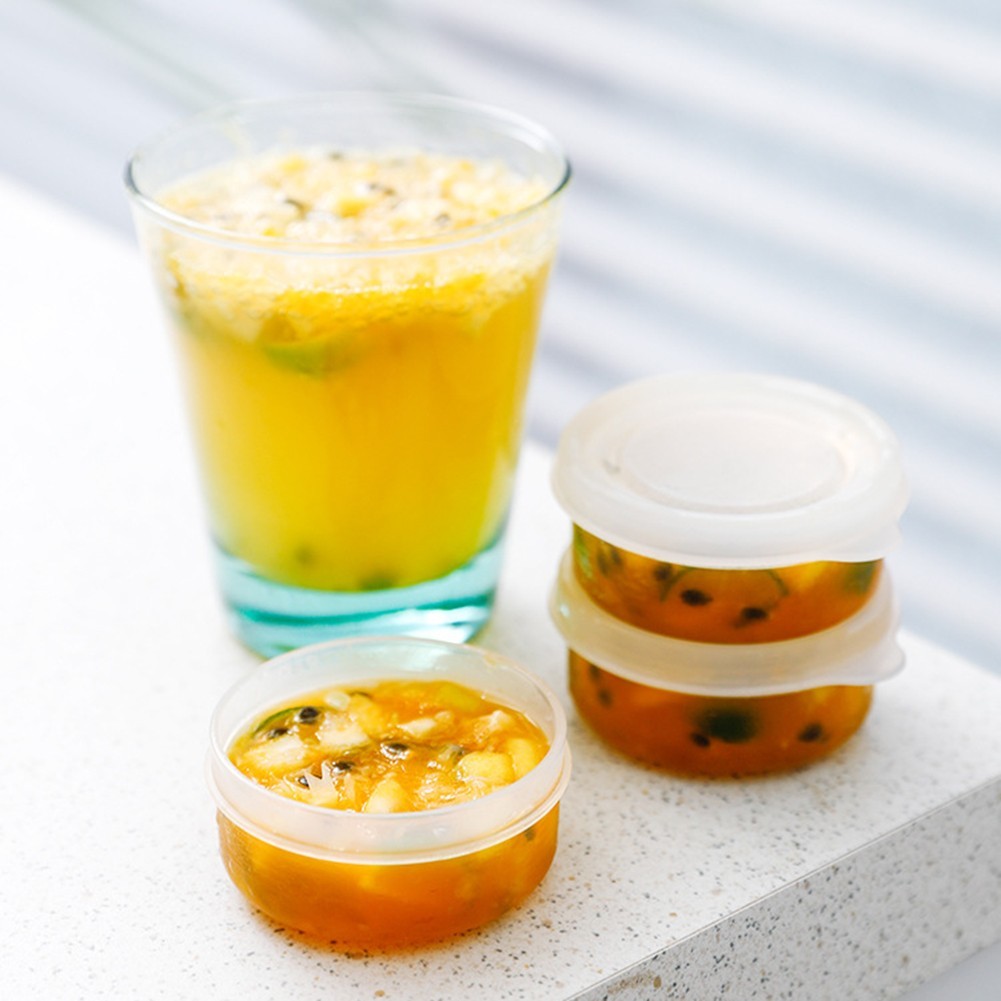 70100ML Small Round Deli Soup Plastic Container Lid Juice Storage Bundle (4pcs)