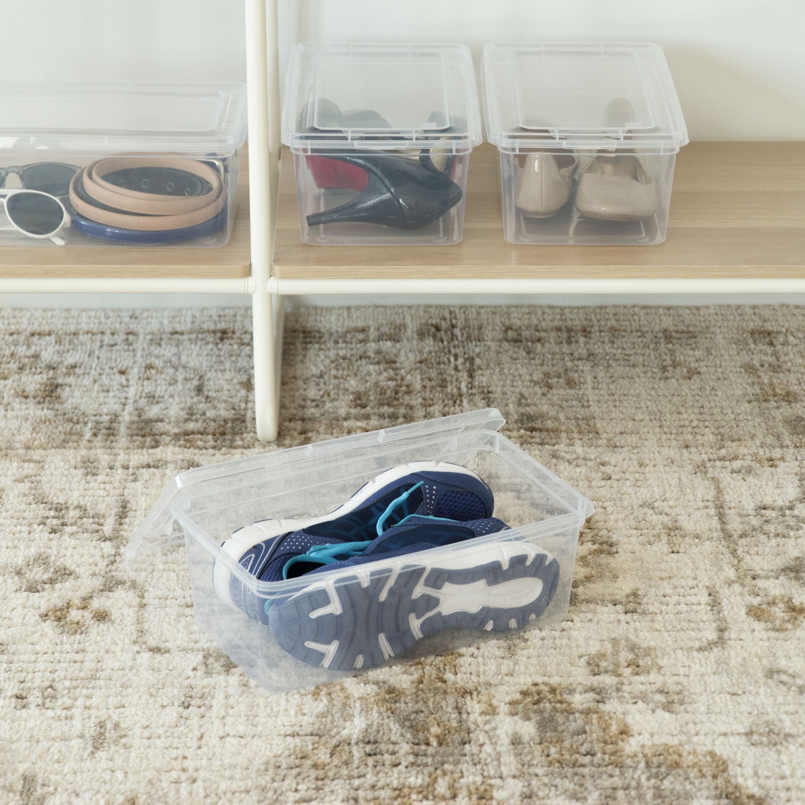 5 Qt. (1.25 gal.) Small Stackable Plastic Closet Storage Box, Clear, Set of 20