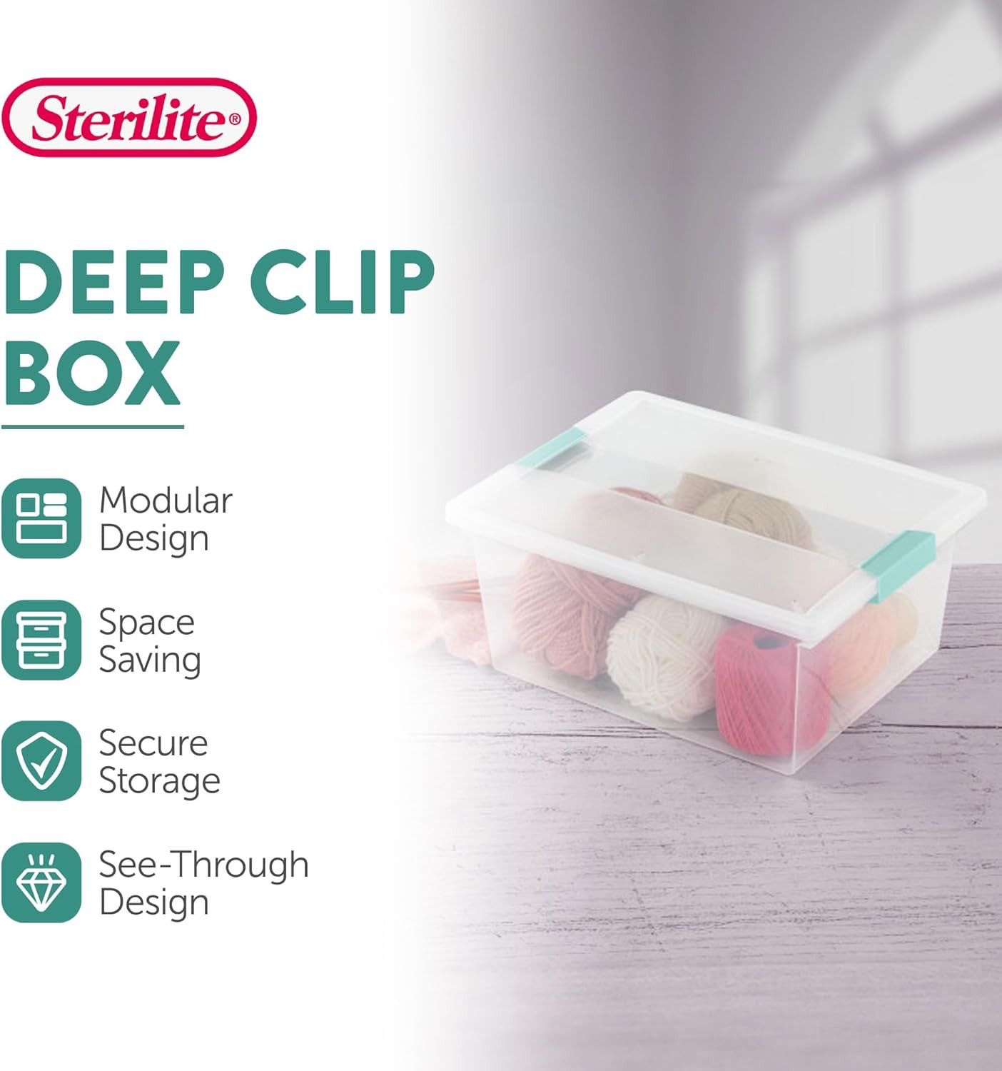 8-Pack Clip Box, Stackable Clear Plastic Bins with Latching Lids, Deep – Writing