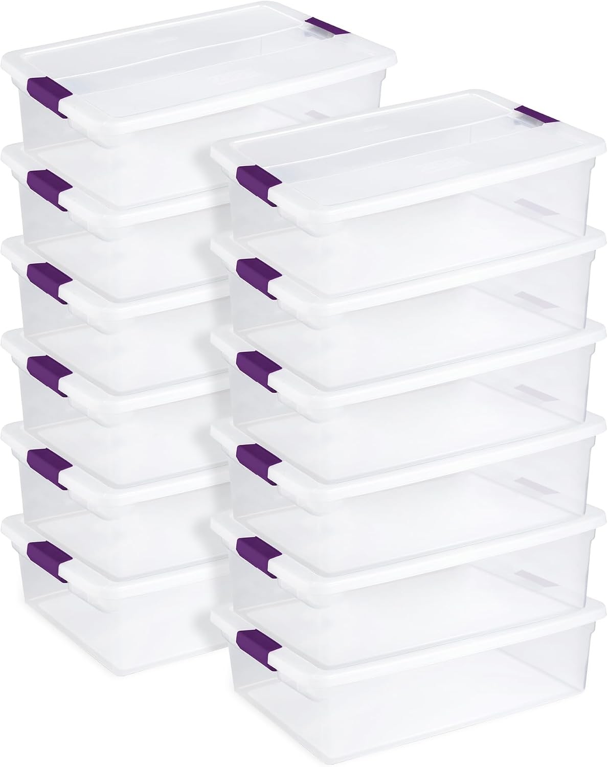 12-Pack 32 Quart ClearView Latch Box Stackable Organizer Bins with Latching