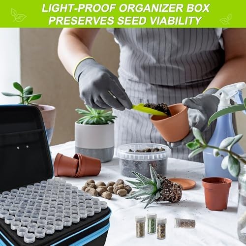 Large Capacity 240 Slots Seed Storage Organizer Box with Envelopes & Tools, Gard