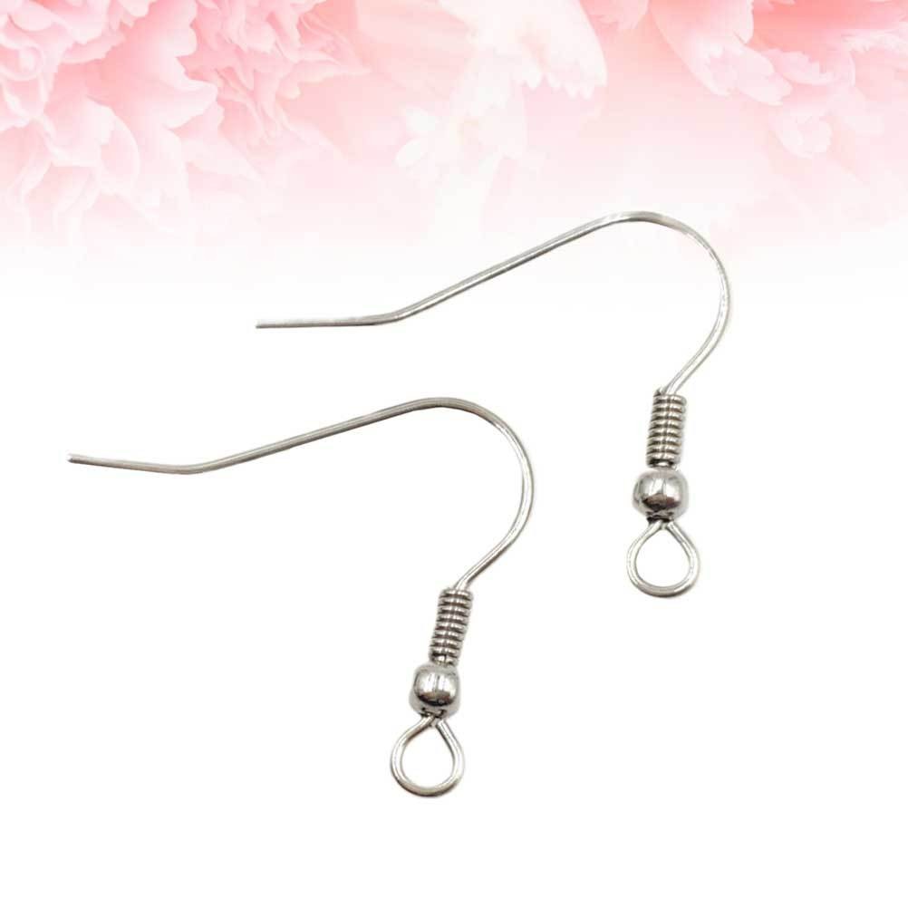 100 Pcs 0.7 Mm Titanium Steel Earring Hook Spring Bead Earing Hook Silver