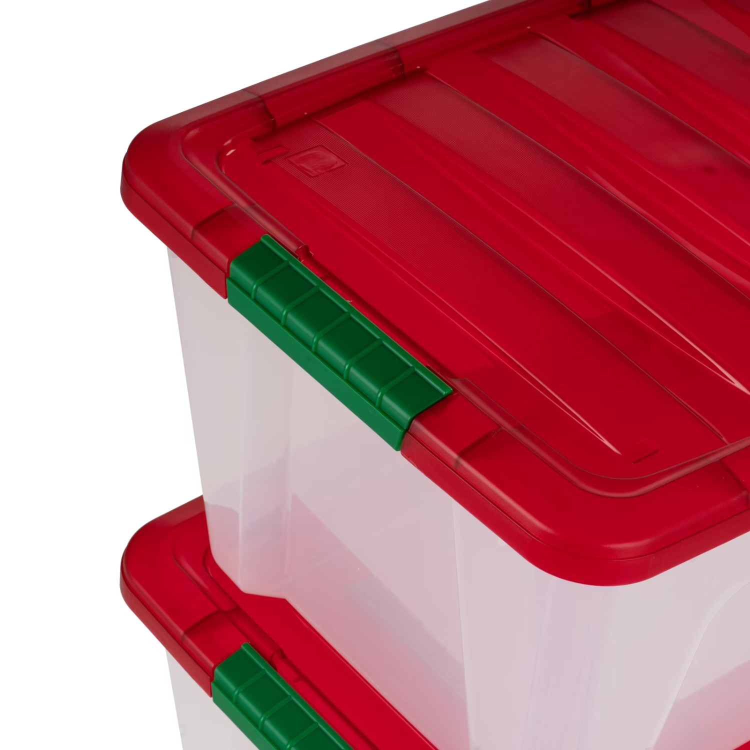 4 Pack IRIS 32Qt Storage Bin Clear Red Latching Lid Stackable Plastic Container