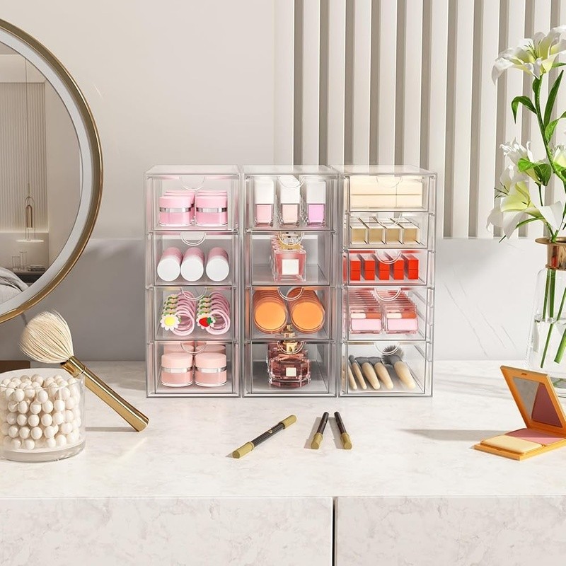 Acrylic Organizers W/ Drawers Storage Solution Makeup Office Bathroom Kitchen US