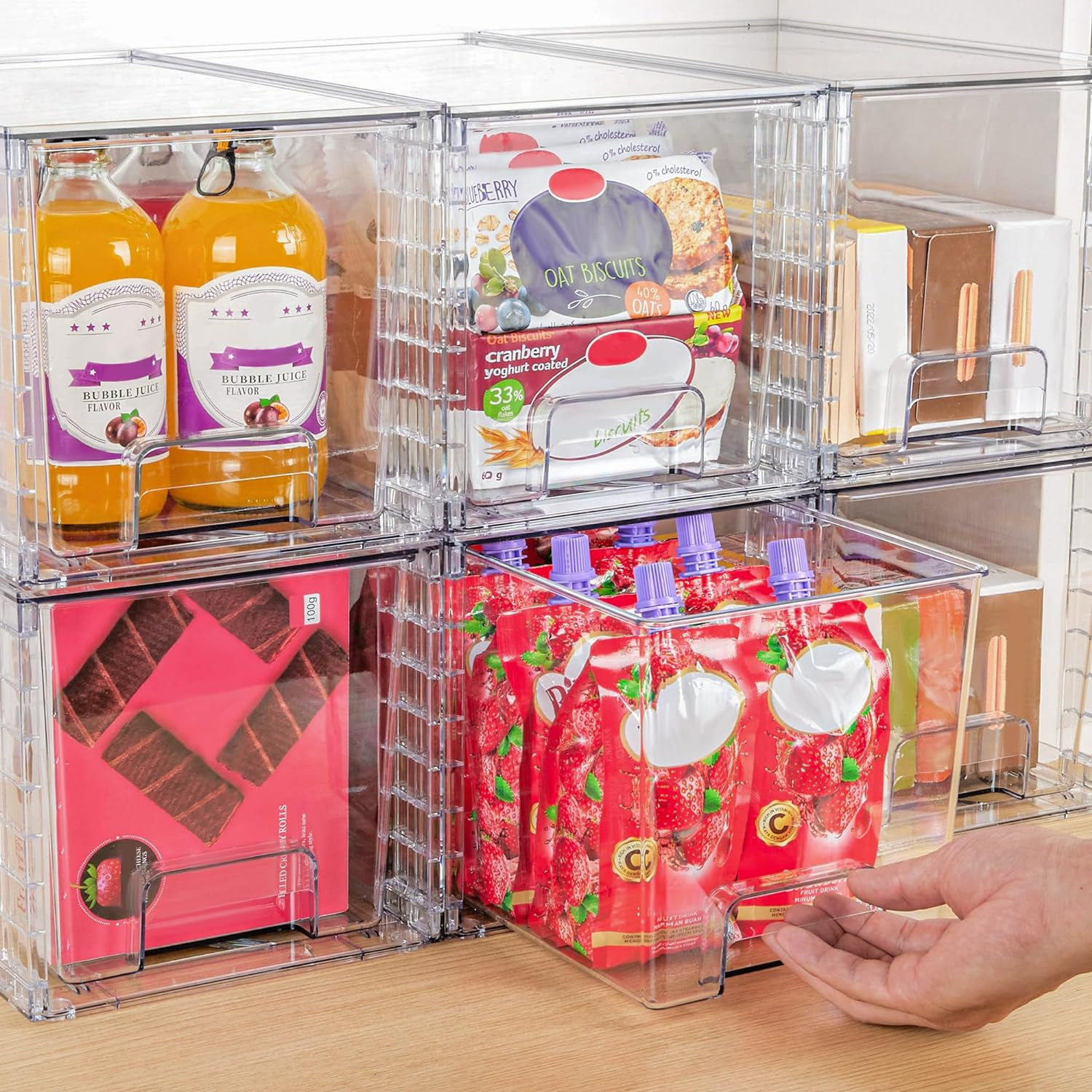 4 Pack Large Stackable Storage Drawers,Easily Assemble Acrylic Bathroom Closet U
