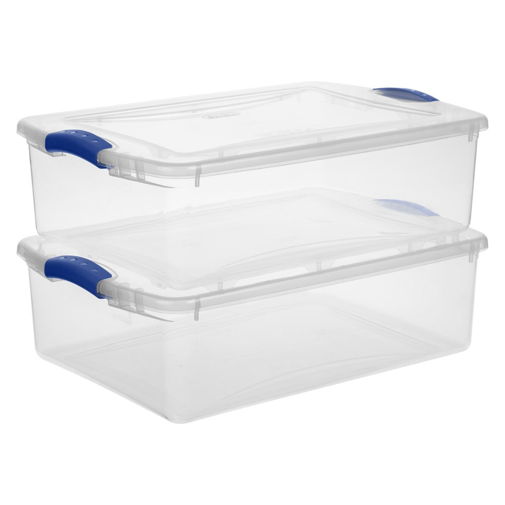 Clear Plastic Latch Box Plastic Under bed Multipurpose Storage Box 32 Qt