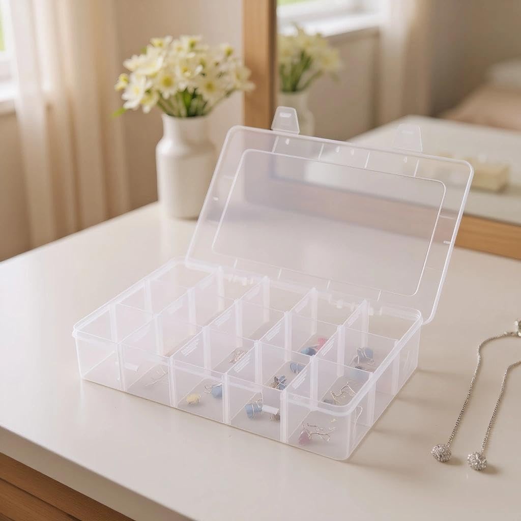 15 Section Storage Case Clear Divider Craft Organizer Box