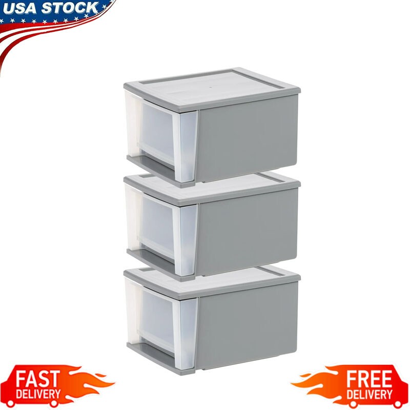 12&Prime; W Stackable Drawer Storage Bins Office Supplies Organizer Pack of 3 Home New