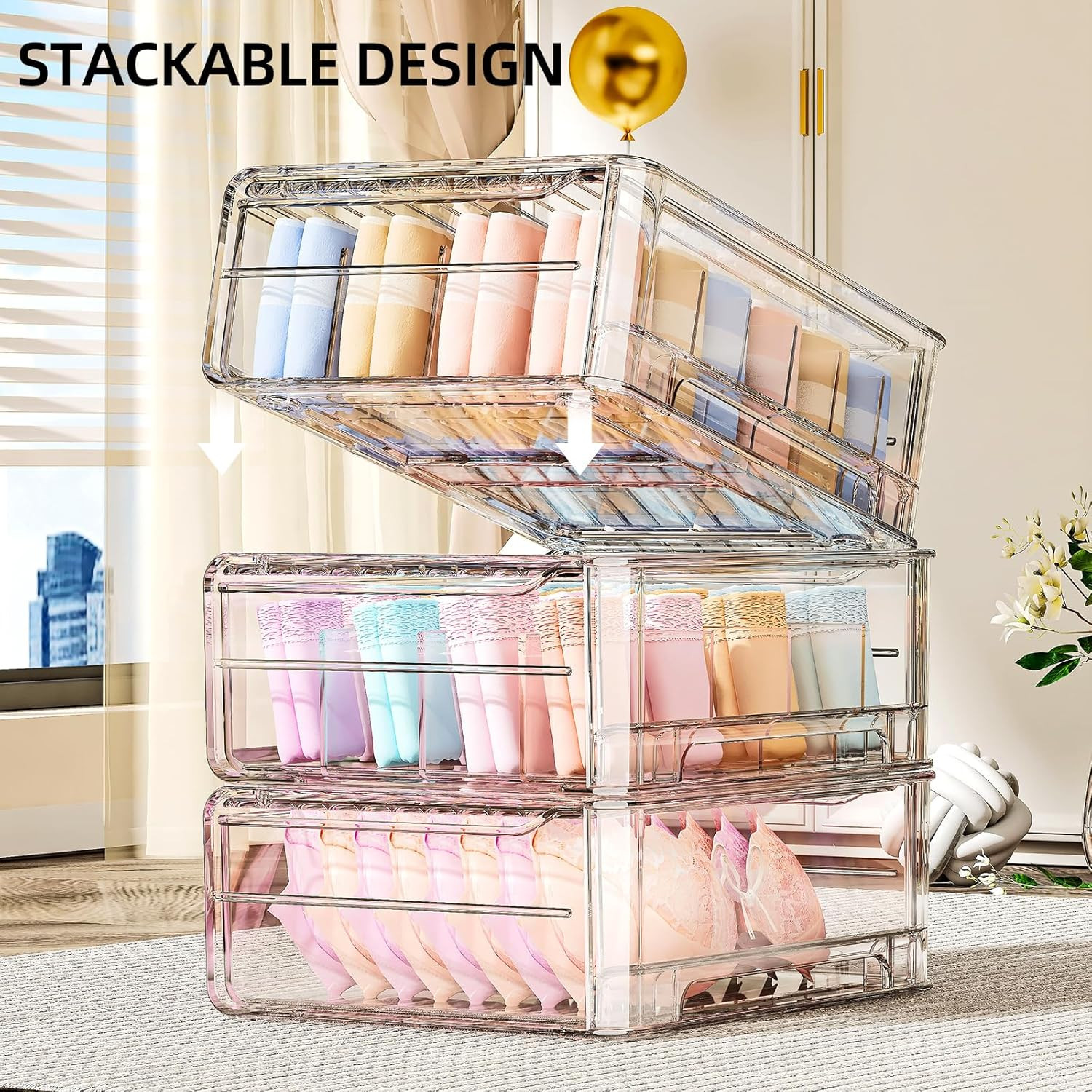 Stackable Clear Bra Organizer for Closet – Versatile Drawer Storage Solution