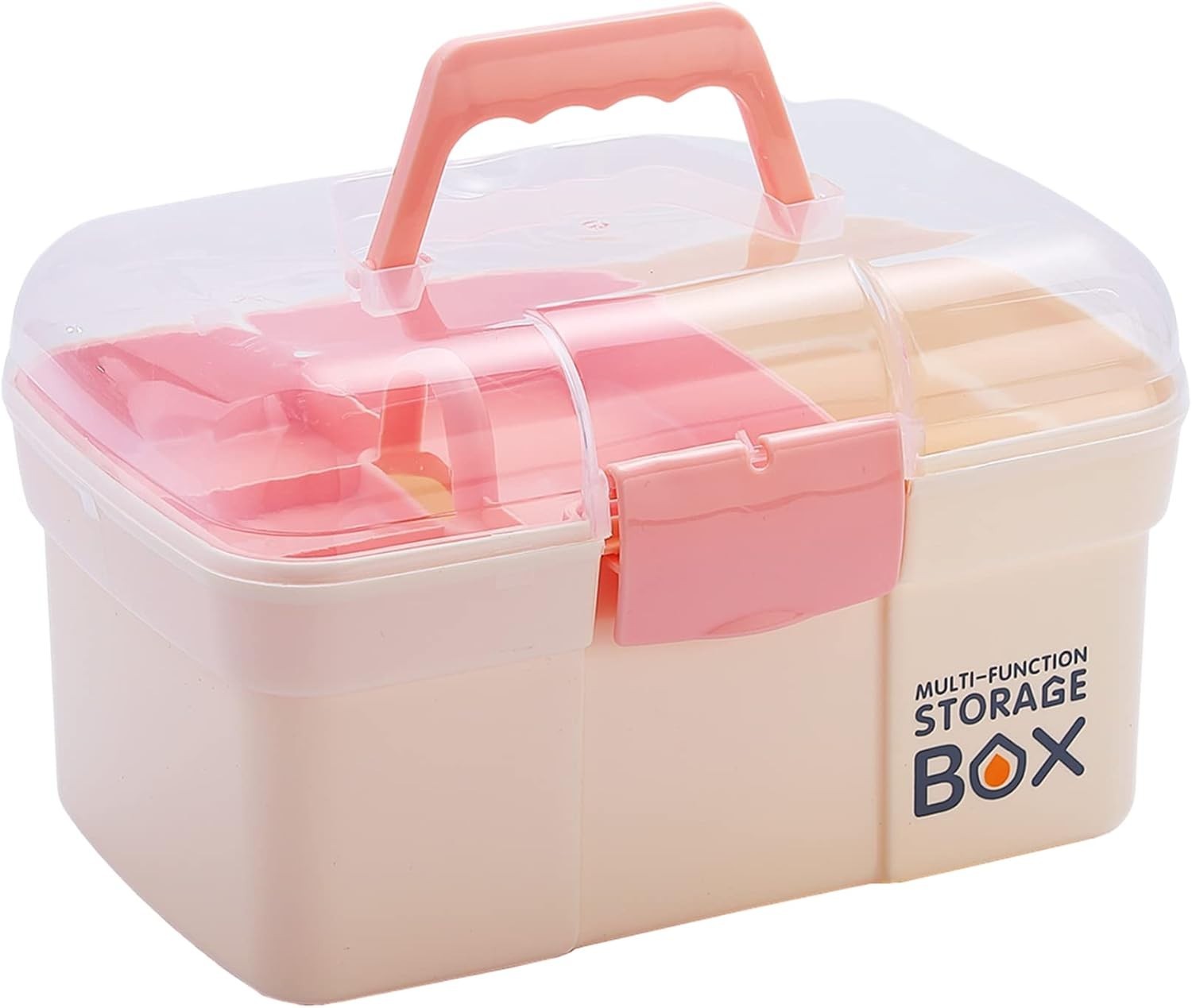 Lightweight White Plastic Storage Box with Removable Tray – Ideal for Cosmetics