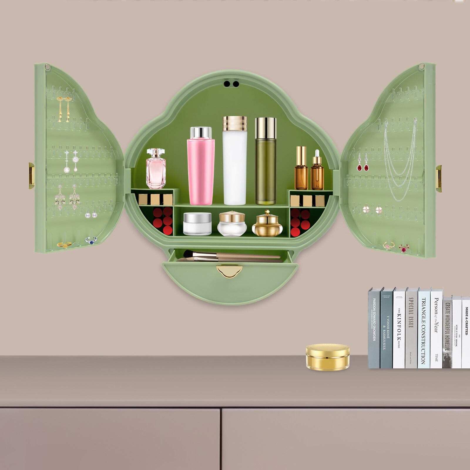 Bathroom Cosmetic Organizer, New-Chinese Style Cosmetics Jewelry Organizer