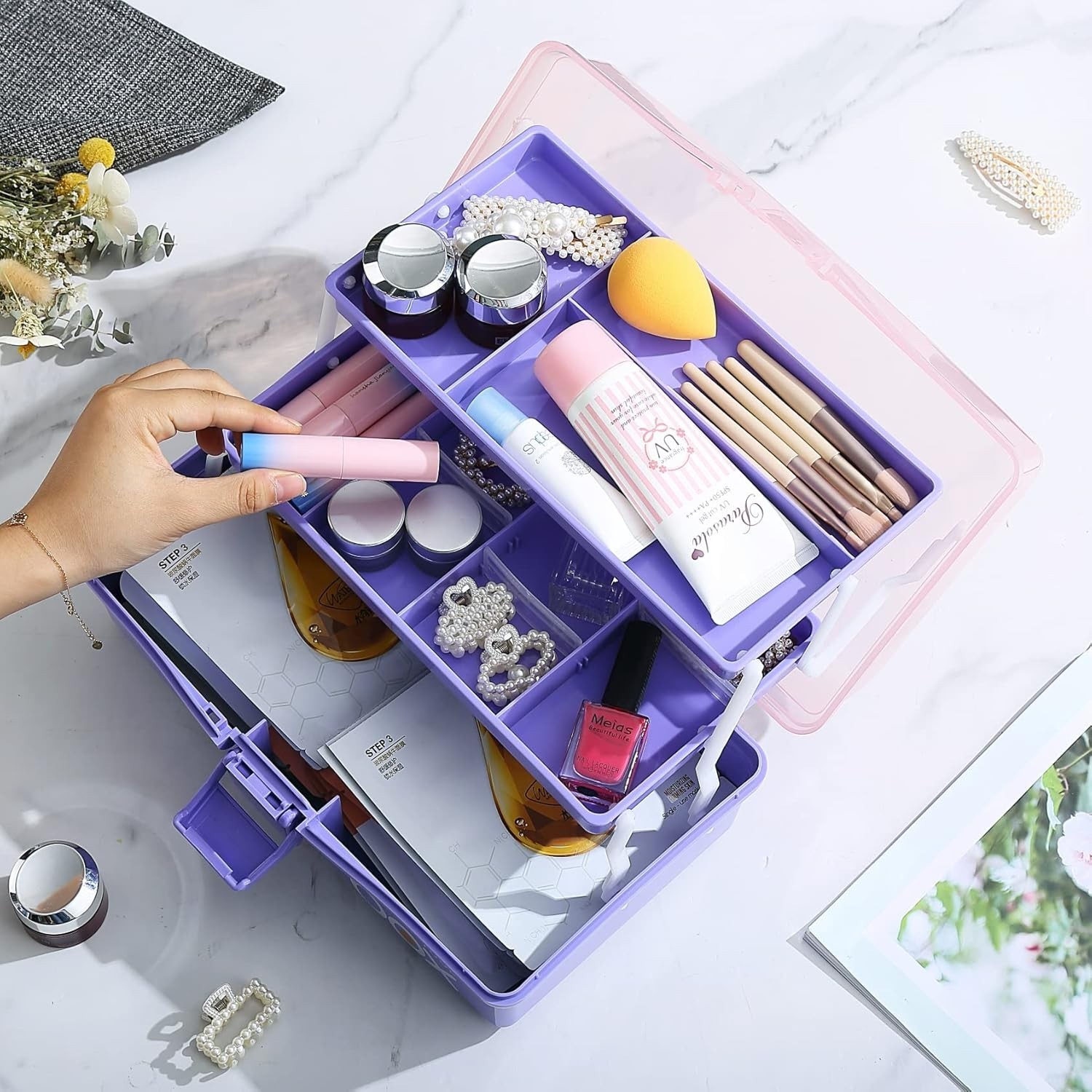12 » Three-Layer Clear Plastic Storage Box/Tool Box, Multipurpose Organizer a…