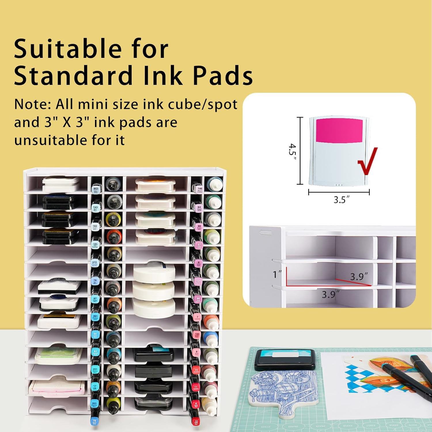 Pad Combo Storage Rack, 28 Grids for Standard Size Stamp Pads, 28 Grid for Marke