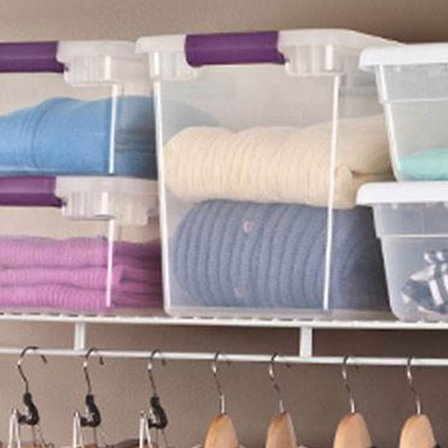 27QT & 15QT Clear Latch Storage Totes, 6 & 12 Pack for Home Organizing