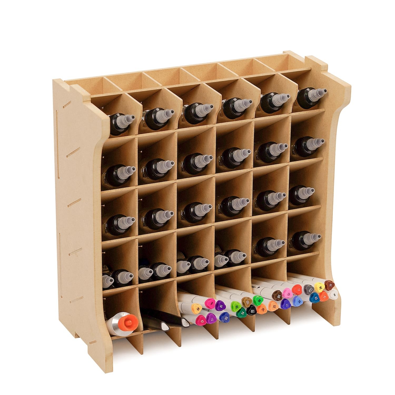 Bucasso Paint Rack Organizer for 30 Bottles, Craft Supplies Storage, MDF Mate…
