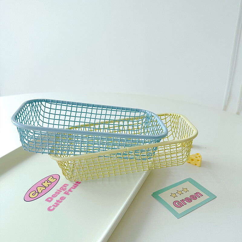 INS Desktop Storages Basket Candy Colors Metal Sundries Classification Organizer