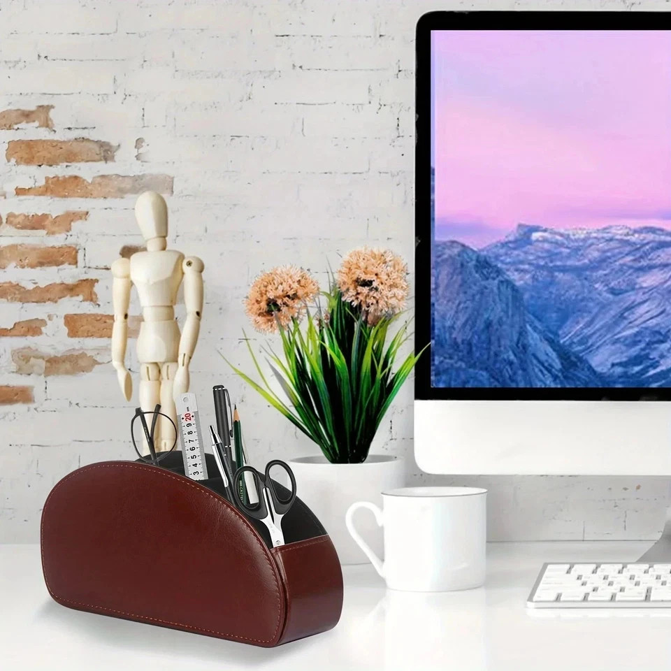 Storage Box PU Leather Phone And TV Remote Control Desk Organizer Holder Home