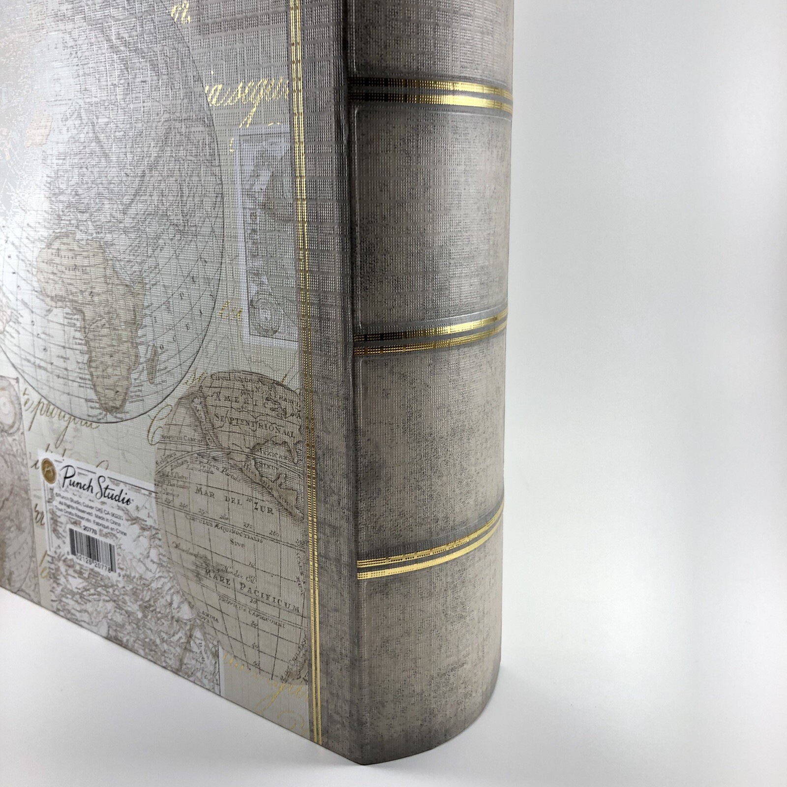 Punch Studio Beige Atlas World Map Memory Gift Book Box 20778