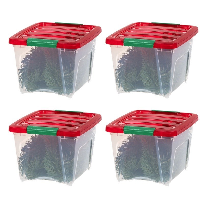 Stackable Storage Bins W/ Clear Durable Plastic Lids Modular Organizing Solution