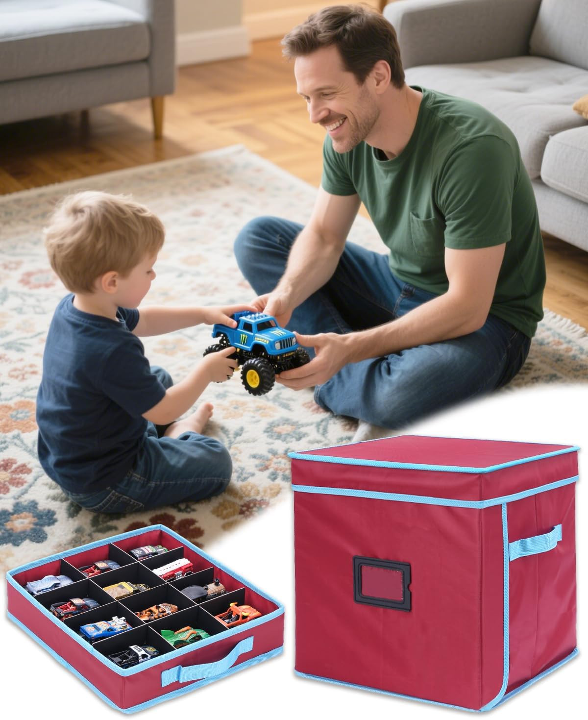 Monster Truck Storage Organizer, 4-Layer Trucks Storage Box with 48 Compartments