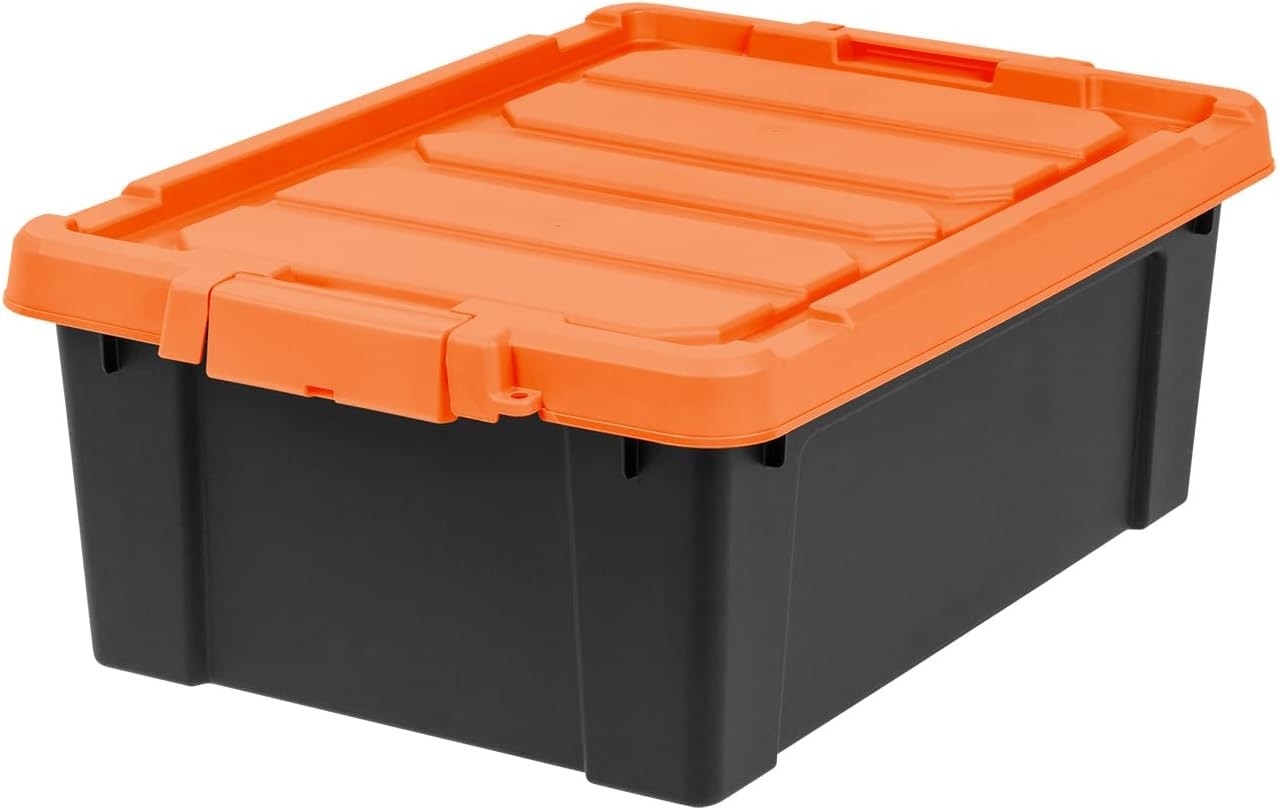 12 Gallon Lockable Storage Bins W/ Lids 2 Pack Made in USA Heavy Duty Stackable