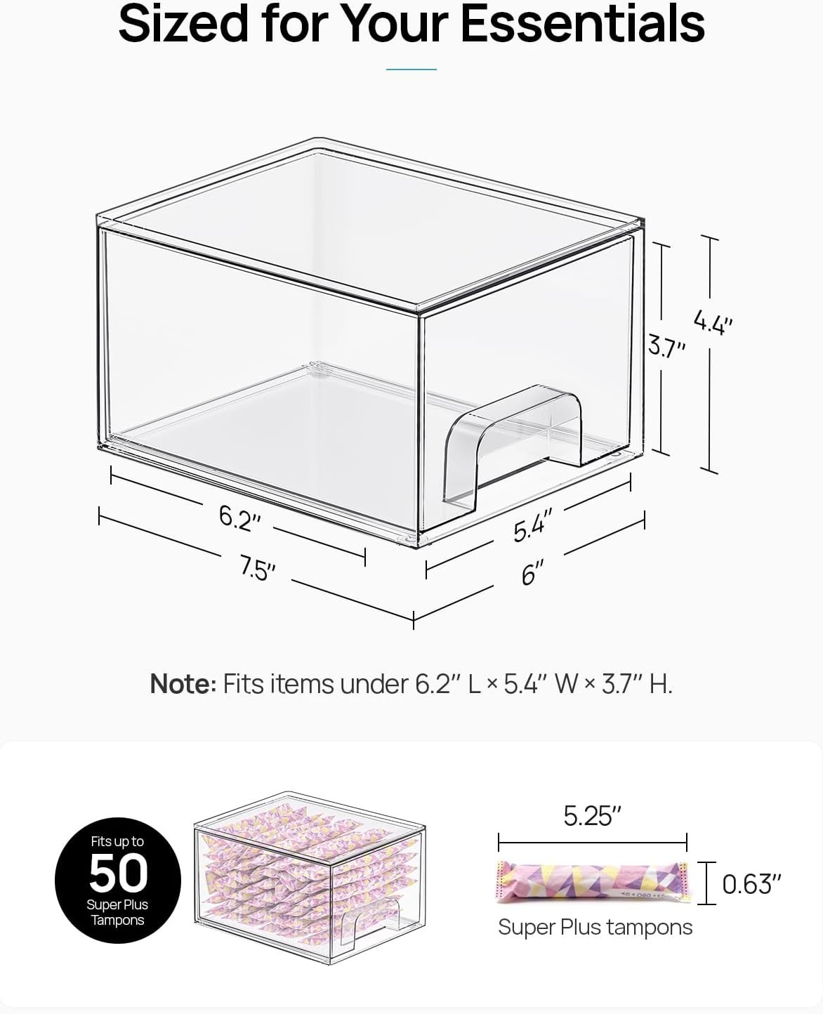 4 Pack Clear Acrylic Stackable Drawers – Stylish Makeup & Home Organizer