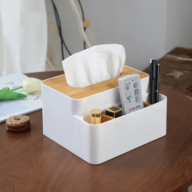 Plastic Desktop Storage Box for Remote Controls Tissues Cosmetics Office Supplie