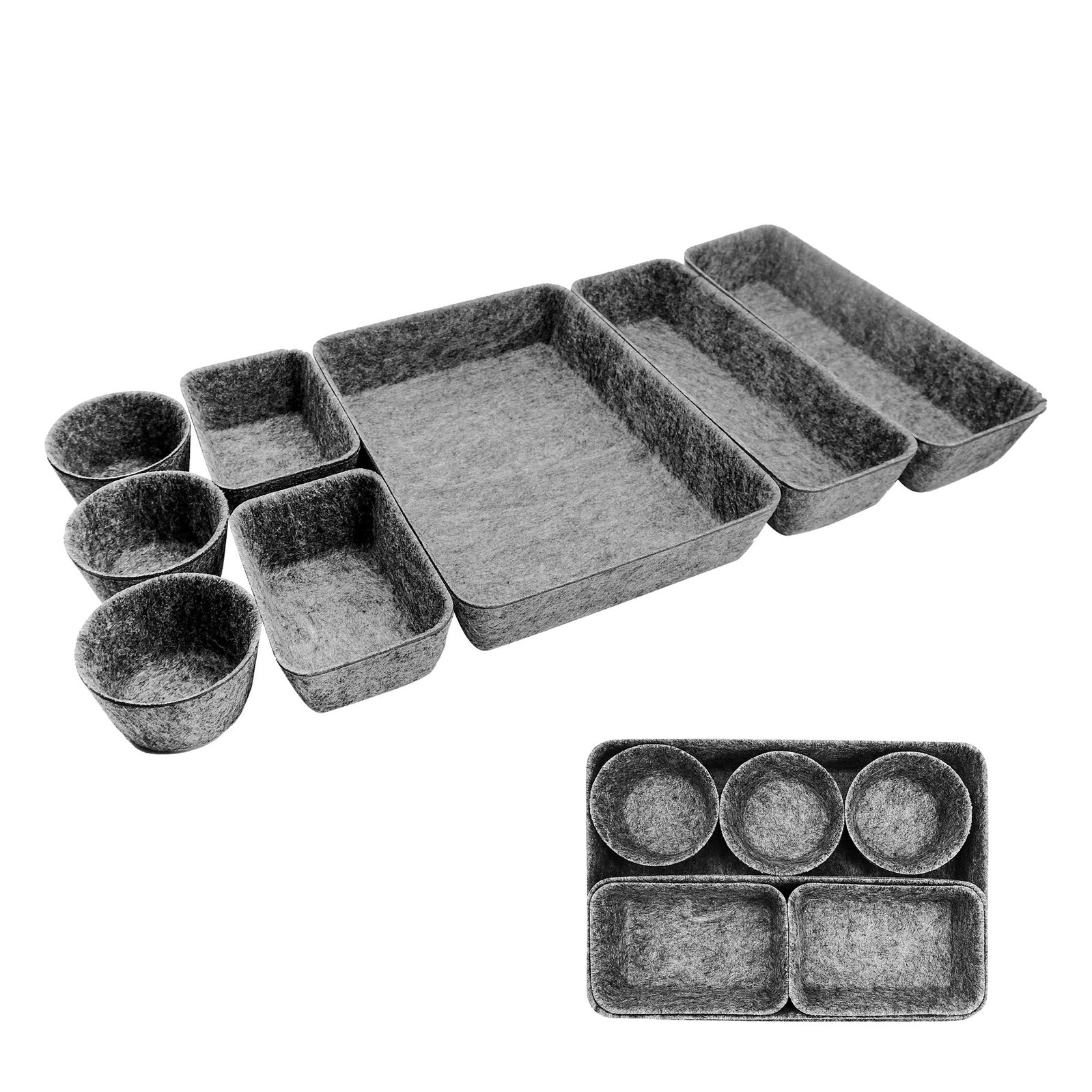 8pcs Drawer Organizers, Separators, Storage ,Felt Storage Bins Inserts Tool C…