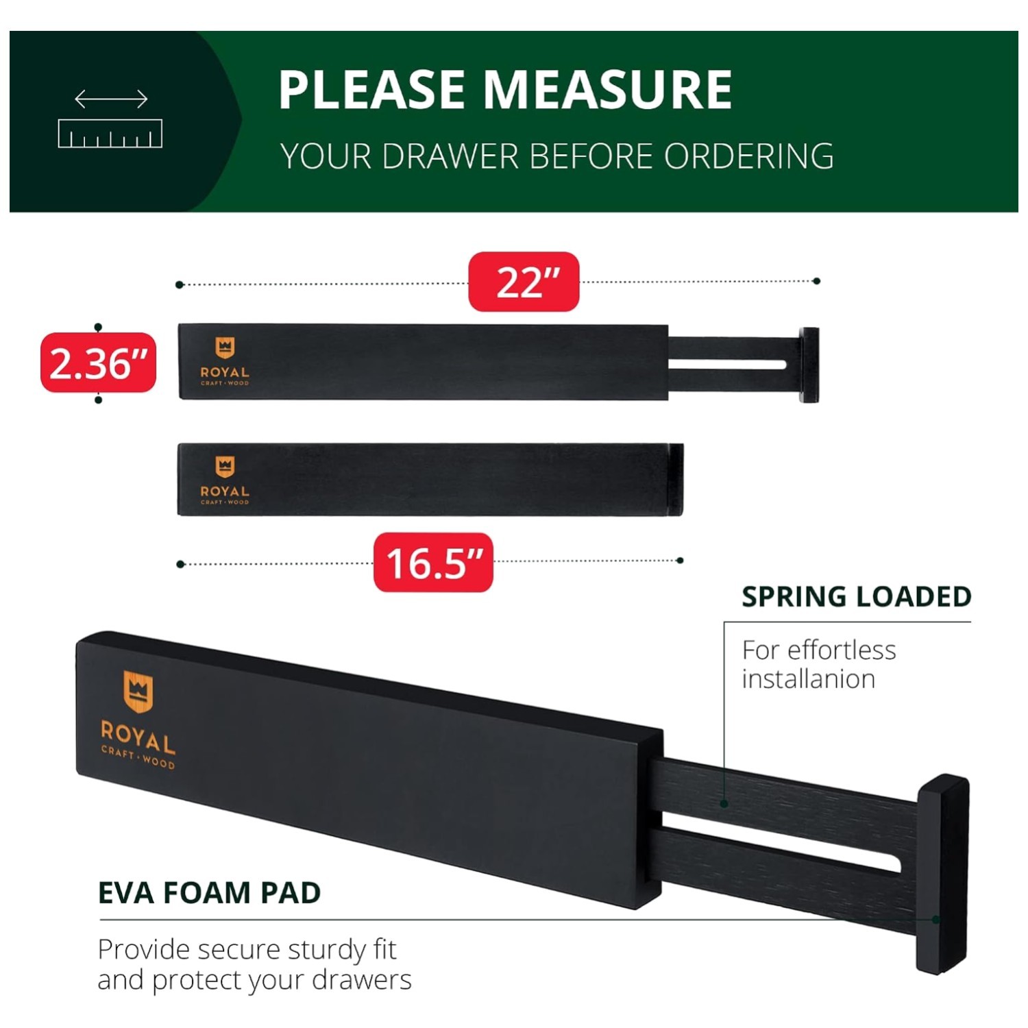 Adjustable Drawer Separator Organizers, 17-22 Inches