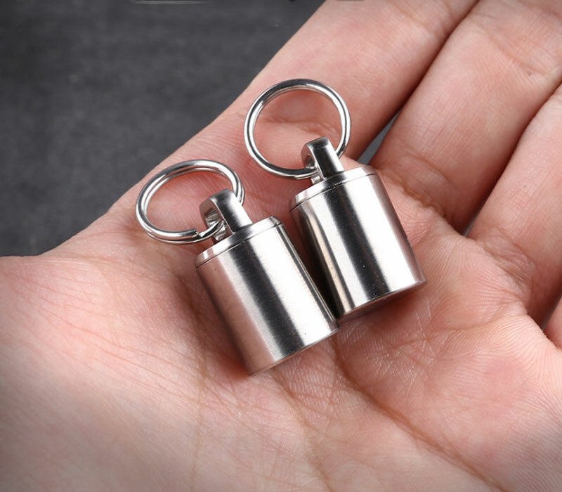 Mini Titanium Keychain Storage Box Pill Capsula Case Outdoor Portable EDC Tool