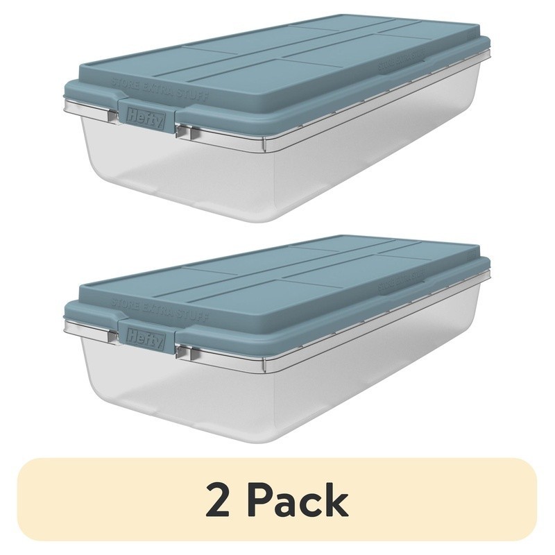 Clear Storage Bin 63 Qt Stackable Organizer W/ HI-RISE Lid 2 Pack Heavy Duty New