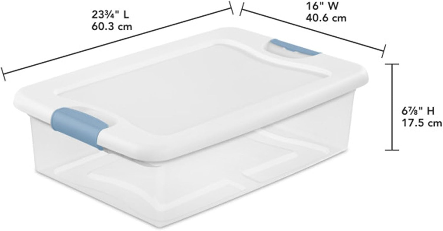 Latching Box with Lids for Home and Office, 32 Quart, 6-Pack | Heavy-Duty and St