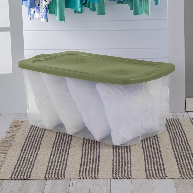 120 Quart EZ Carry Clear Plastic Storage Bin with Full-Grip Handles Extra Large
