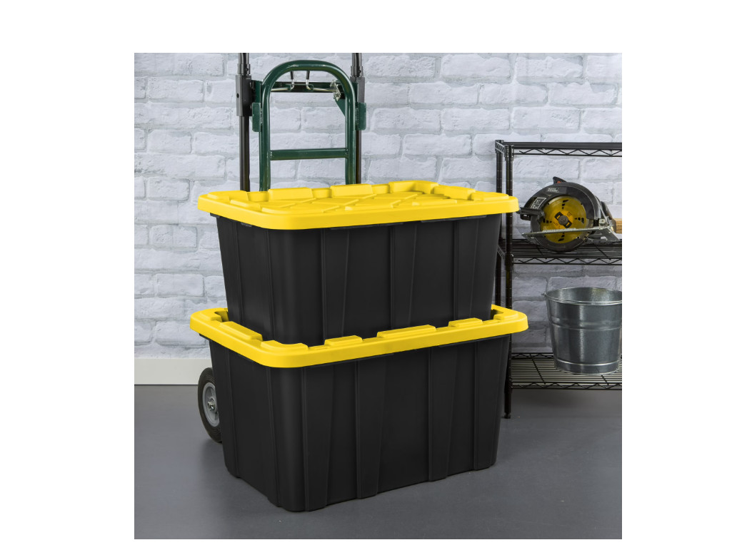Large Storage Bin, 27 Gallon Plastic Storage Tote with Snap-On Lid, 6 Pack